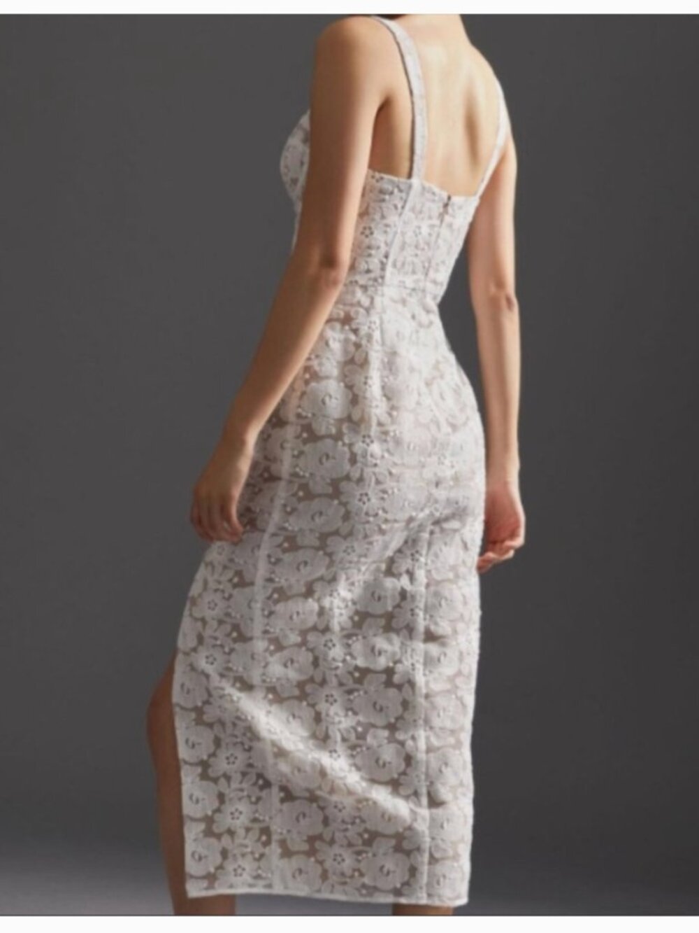 Anthropologie HUTCH Slim Lace Corset Midi Dress in White Size 4 - Picture 2 of 12